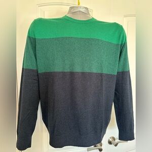 Banana Republic Men's Green and Blue Luxury Blend Crewneck Sweater